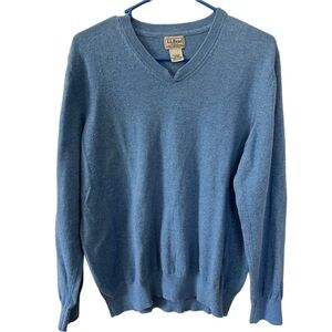 L.L. Bean | Blue Cotton/Cashmere Knit V-Neck Sweater | Size Men’s M